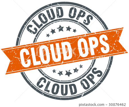 cloud ops round grunge ribbon stamp cloud ops round grunge ribbon stamp 30876462