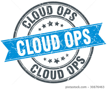 cloud ops round grunge ribbon stamp 30876463