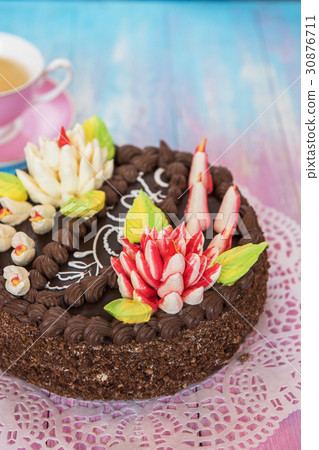 Cake on color background Cake on color background 30876711