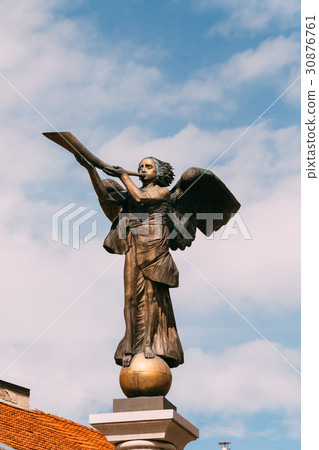 Vilnius, Lithuania. Statue Of An Angel Blowing A Vilnius, Lithuania. Statue Of An Angel Blowing A 30876761