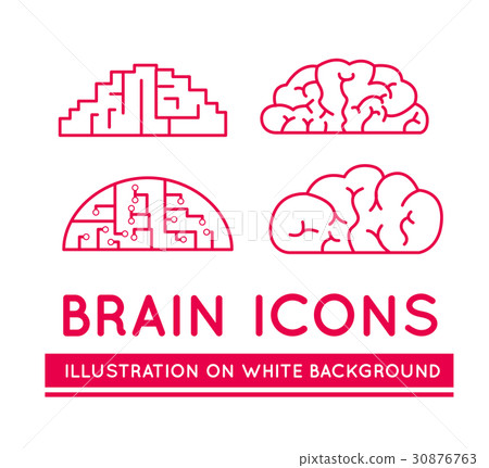 Icons of brains in different styles. 30876763