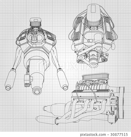 A set of several types of powerful car engine. The A set of several types of powerful car engine. The 30877515