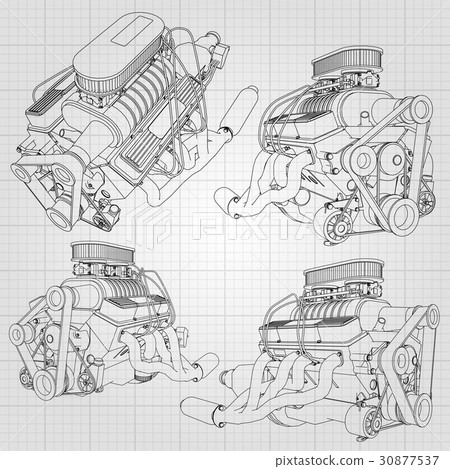 A set of several types of powerful car engine. The A set of several types of powerful car engine. The 30877537