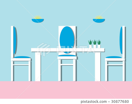 Dining room with furniture. Dining table, chairs. 30877680