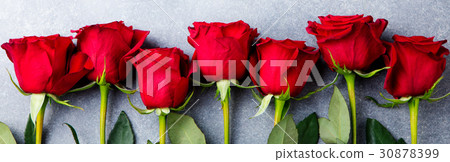 Red roses. Love concept valentines day. Top view. 30878399