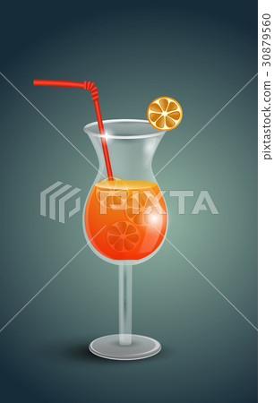 Fresh orange juice with plumeria flowers 30879560