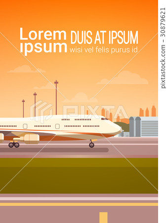 Airport Terminal With Aircraft Flying Plane Taking Airport Terminal With Aircraft Flying Plane Taking 30879621