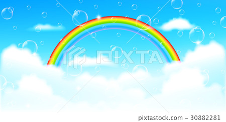 彩虹天空風景背景 30882281