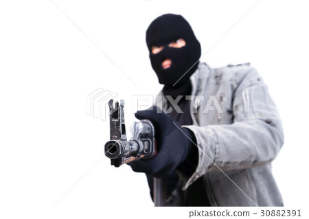 terrorist with ak47 machine gun terrorist with ak47 machine gun 30882391
