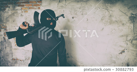 terrorist in black uniform terrorist in black uniform 30882793