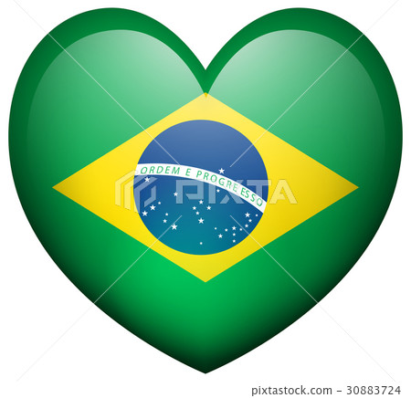 Flag of Brazil in heart shape 30883724