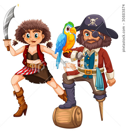 Pirate and his crew with weapon 30883874