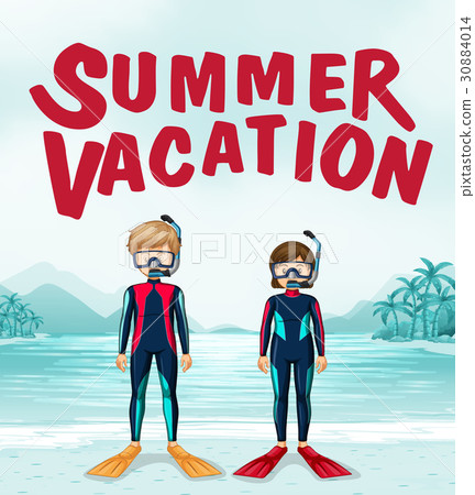 Summer vacation theme with divers Summer vacation theme with divers 30884014