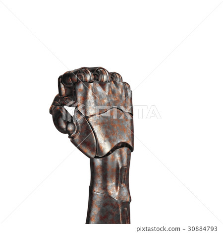 The old robot arm is scratched. 3d rendering. On a 30884793