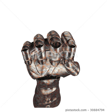 The old robot arm is scratched. 3d rendering. On a 30884794