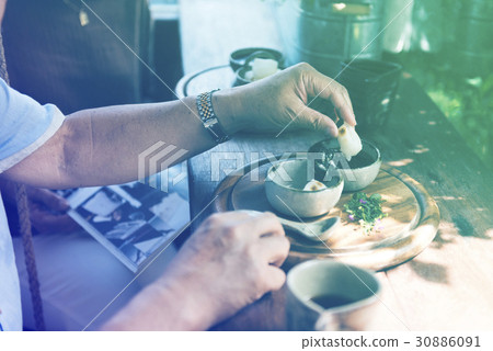 Photo Gradient Style with Baker Cafe Dough Flour Pastry Bread Knead 30886091