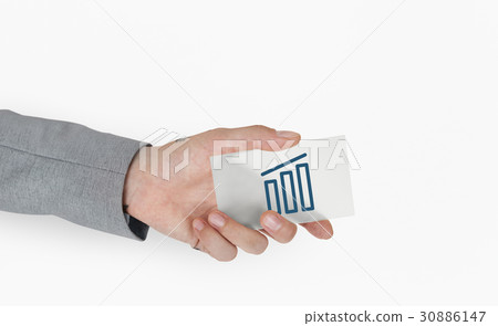 Hand holding network graphic overlay banner 30886147