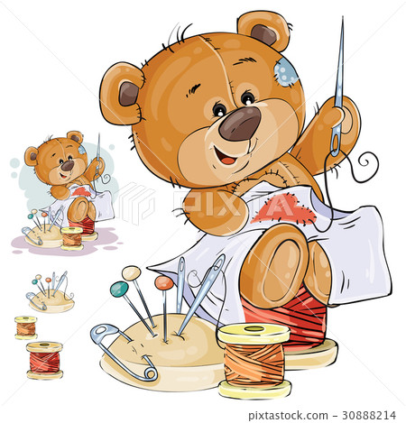 Vector illustration of a brown teddy bear tailor 30888214