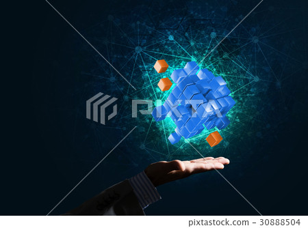 Idea of new technologies and integration presented by cube figure 30888504