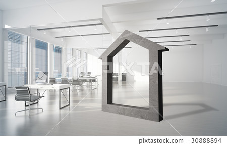 Conceptual background image of concrete home sign in modern office interior Conceptual background image of concrete home sign in modern office interior 30888894