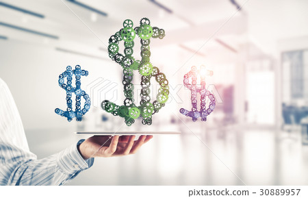 Connections and networking concepts as means of money earning on white office background Connections and networking concepts as means of money earning on white office background 30889957