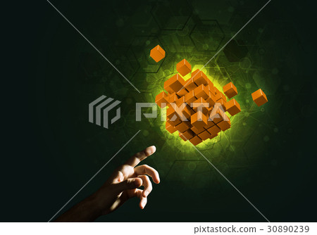 Idea of new technologies and integration presented by cube figure Idea of new technologies and integration presented by cube figure 30890239