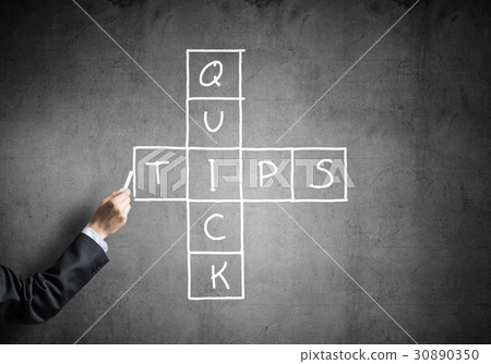 Seminar trainer draw on chalkboard 30890350