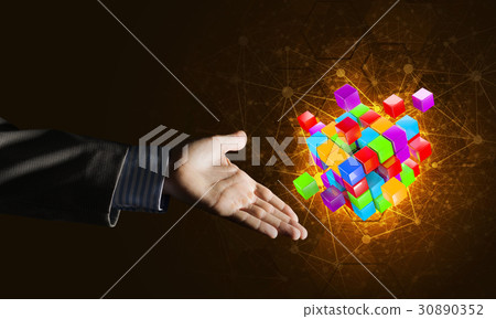 Idea of new technologies and integration presented by cube figure Idea of new technologies and integration presented by cube figure 30890352