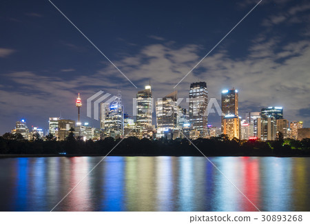 Skyline of Sydney CBD at night 30893268