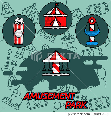Amusement park flat concept icons 30893553