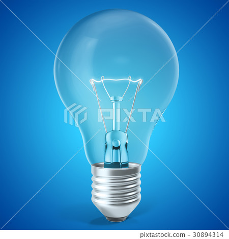 Light bulb on blue background, idea concept 30894314