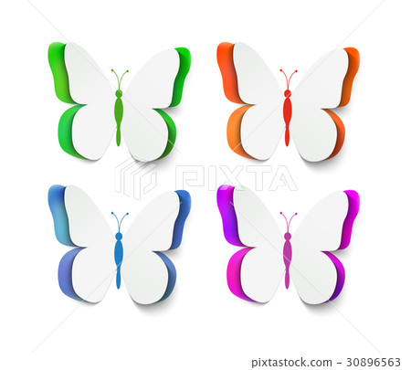 Set of for color paper cut out butterflies 30896563