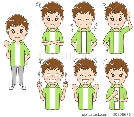 一名男性高中學生在私人衣服（集，全身）的插圖 30896676