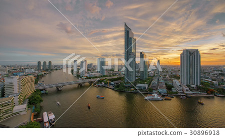 Chao Phraya River at sunset, Bangkok, Thailand 30896918