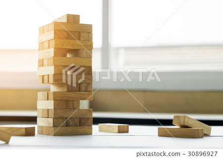 the blocks wood tower game with architectural engineer plans or the blocks wood tower game with architectural engineer plans or 30896927