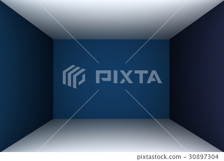 3D Rendering Blue Empty Room 3D Rendering Blue Empty Room 30897304