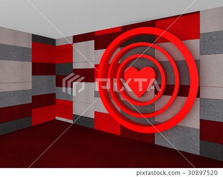 3D Red pattern with a heart target 3D Red pattern with a heart target 30897520