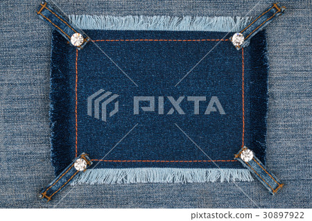 Denim frame with fringe and four belts Denim frame with fringe and four belts 30897922
