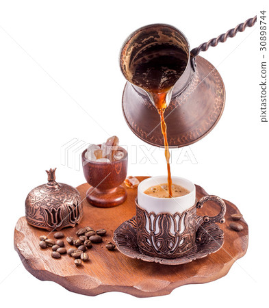 Turkish coffee  pouring isolated 30898744