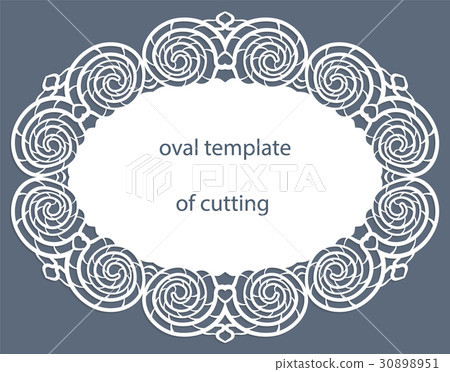 Greeting  card with oval border, doily of paper 30898951