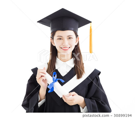 graduate student holding a diploma isolated graduate student holding a diploma isolated 30899194