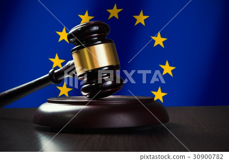 Wooden gavel with European Union flag Wooden gavel with European Union flag 30900782