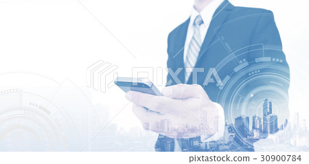 Businessman using smartphone with copy space 30900784
