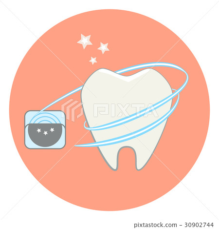 Cute flat tooth and dental floss icon - Stock Illustration [30902744 ...