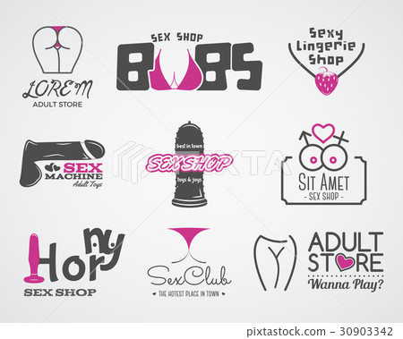 Collection of cute Sex shop logo and badge design 30903342
