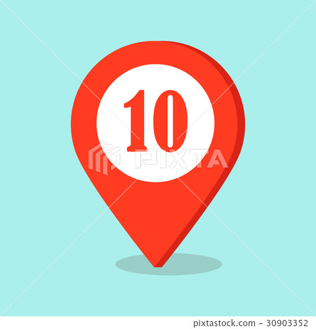 Map Pointer Location Icon with Number Ten Sign. 30903352