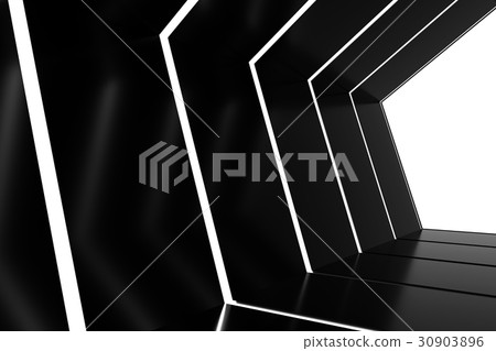 Abstract black glossy interior with glow lines and - Stock Illustration ...