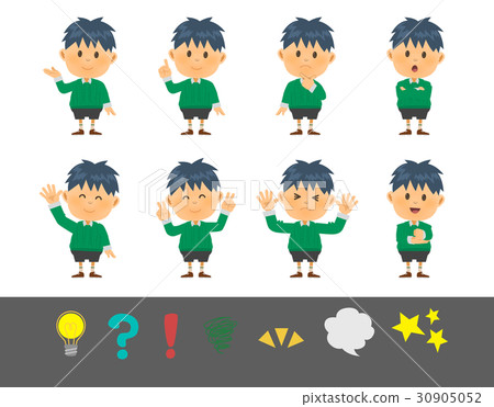 Child pose of green sweater 8 species Child pose of green sweater 8 species 30905052