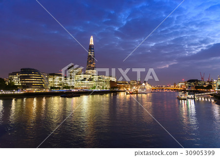 London city skyline, River Thames, UK, in evening London city skyline, River Thames, UK, in evening 30905399