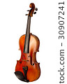 Close up on vintage violin isolated on white 30907241